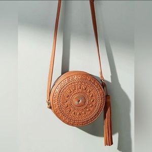 Anthropologie Woven Mini Circle Bag